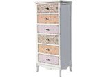 Casa Padrino Cassettiera In Stile Country Bianco Antico / Multicolore 52 X 38 X H. 120 Cm - Mobili In Design Shabby Chic