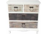 Casa Padrino Cassettiera In Stile Country Bianco Antico / Multicolore 84 X 40 X H. 80 Cm - Cassettiera Con 4 Cassetti In Stile Shabby Chic