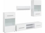 Mobile Tv A Parete A Cinque Elementi Con Illuminazione A Led Bianco