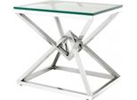 Casa Padrino Tavolino In Acciaio Inox Finitura Nichel 65 X 50 X H 60 Cm - Mobili Da Tavolo