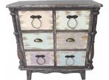 Casa Padrino Cassettiera In Stile Country Nero Antico / Multicolore 80 X 38 X H. 79 Cm - Cassettiera In Stile Shabby Chic
