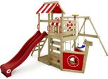 Wickey Torre Gioco Arrampicata Seaflyer Con Altalena E Scivolo, Casa Sull'albero Con Sabbiera, Scala Per Arrampicarsi E Accessori Da Gioco - Rosso