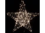 Stella Led In Metallo Argento Con Timer - 80 Led / 38 Cm - Decorazione Natalizia Per Esterni Decorazione Per Finestre Stella Di Natale Illuminata Per Esterni