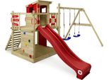 Wickey Torre Gioco Arrampicata Smart Camp Con Altalena E Scivolo, Casa Sull'albero Con Sabbiera, Scala Per Arrampicarsi E Accessori Da Gioco - Rosso