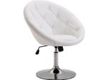 Homcom Sgabello Da Lavoro Girevole Sedia Girevole Sedia Da Ufficio Cromata Regolabile In Altezza, Pu+Acciaio, Nero/Bianco, 68X59X80-92Cm (Bianco)