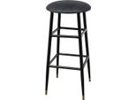 Casa Padrino Sgabello Antracite / Nero Ø 37 X H. 76 Cm - Sgabello Da Bar Con Tessuto In Velluto