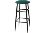 Casa Padrino Sgabello Verde/Nero Ø 37 X H. 76 Cm - Sgabello Da Bar Con Tessuto In Velluto