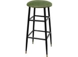 Casa Padrino Sgabello Da Bar Verde Muschio / Nero Ø 37 X H. 76 Cm - Sgabello Da Bar Con Tessuto In Velluto