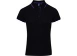 Premier Ladies Contrast Cool Check Polo Shirt RW5519 (2XL) (Nero/Viola)