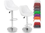 Tresko Set Di 2 Sgabelli Da Bar Bianco Sgabello Da Bar 360° Liberamente Ruotabile Regolazione Dell'altezza Del Sedile 60-80Cm