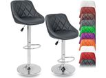 Tresko Set Di 2 Sgabelli Da Bar Grigio Sgabello Da Bar 360° Liberamente Ruotabile Regolazione Dell'altezza Del Sedile 60-80Cm