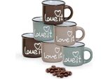 Set Di 6 Tazze Da Espresso In Ceramica Moderna Marrone Beige 50 Ml