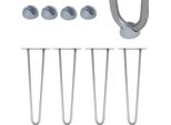 Gambe A Forcella Set Da 4 Gambe Per Tavolo 20 Cm In Acciaio, 2 Montanti, Protezioni Per Il Pavimento