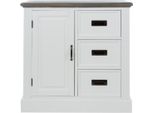 Casa Padrino Cassettiera In Stile Country Con Anta E 3 Cassetti Bianco/Grigio 80 X 40 X H. 85 Cm - Mobili In Stile Country
