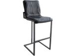 Casa Padrino Sgabello Bar Vintage Nero/Grigio 48 X 60 X H. 115 Cm - Sgabello Bar In Pelle Di Bufalo