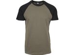 Urban Classics - Maglietta Raglan A Contrasto Oliv / Schwarz - L