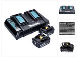 Makita Power Source Kit 18V Con: 2X Batterie Bl 1850 5,0 Ah 18 V + Caricatore Doppio Dc 18 Rd