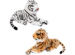 Set Di 2 Brubaker Tigre Bianca E Marrone Circa 25 Cm Peluche Di Peluche