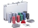 Relaxdays Poker Case 300 Laser Poker Chips 2 Mazzi Di Carte 5 Dadi Dealer Button Set Fun