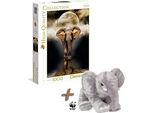 Clementoni Puzzle L'elefante 1000 Pezzi + Peluche Wwf Elefante 18 Cm