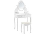 [Tavolino Da Toilette "Limerick"" Con Specchio Sgabello Tavolino Da Toilette Tavolino Da Toilette Cosmetici Colore Bianco Ottone"