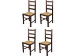 T M C S Tommychairs - Set Di 4 Sedie Rustica Per Cucina E Sala Da Pranzo, Struttura Robusta In Legno Di Faggio, Laccata Nel Colore Noce Scuro E Sedile In Paglia