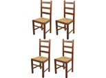 T M C S Tommychairs - Set Di 4 Sedie Rustica Per Cucina E Sala Da Pranzo, Struttura Robusta In Legno Di Faggio, Laccata Nel Colore Noce Chiaro E Sedile In Paglia