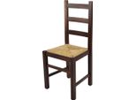 T M C S Tommychairs - Sedia Rustica Per Cucina E Sala Da Pranzo, Struttura Robusta In Legno Di Faggio, Laccata Nel Colore Noce Scuro E Sedile In Paglia