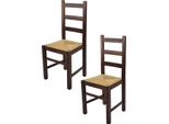 T M C S Tommychairs - Set Di 2 Sedie Rustica Per Cucina E Sala Da Pranzo, Struttura Robusta In Legno Di Faggio, Laccata Nel Colore Noce Scuro E Sedile In Paglia
