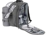 Zaino Da Picnic Brubaker Per 2 Persone - Con Portabottiglie E Coperta - Grigio Melange 28 × 22 × 40 Cm