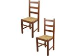 T M C S Tommychairs - Set Di 2 Sedie Rustica Per Cucina E Sala Da Pranzo, Struttura Robusta In Legno Di Faggio, Laccata Nel Colore Noce Chiaro E Sedile In Paglia