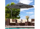 Ombrellone Con Illuminazione A Led Ombrello Sospeso 300 Cm Ombrellone Da Giardino Padiglione - Antracite