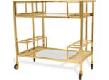 Casa Padrino Carrello Oro 80 X 48 X H. 77 Cm - Carrello In Acciaio Inox Con Piatti In Vetro Temperato - Accessori Per Hotel E Ristorazione
