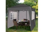 Gazebo Pieghevole Mcc® 2X2, Gazebo Da Giardino, Gazebo Pieghevole, Tendone, Tenda Per Feste, Con 4 Pannelli Laterali Rimovibili, Grigio