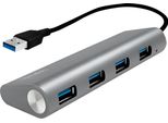 Logilink UA0307 Hub Usb 3.0 Logilink, 4 Porte, Alloggiamento In Alluminio, Grigio