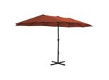 Vidaxl Ombrellone Con Palo In Alluminio 460X270 Cm Terracotta