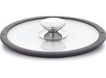 Coperchio In Vetro Con Bordo In Silicone Nero 16, 20, 24 O 28 Cm, Vetro, Trasparente