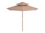 Vidaxl Ombrellone Con Ventilazione E Asta In Legno 270 Cm Taupe
