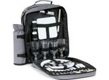 Zaino Da Picnic Campfeuer Per 4 Persone | Grigio | Set Da Picnic 31 Pezzi