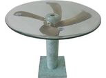 Casa Padrino Tavolino Art Deco Verde Menta/Ottone Ø 61 X H. 52 Cm - Tavolino Rotondo A Elica D'aereo - Mobili D'epoca Per Aerei Aviatori