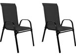 2Xsedia Da Giardino Sedia Impilabile In Metallo Robusto Tessile Nero
