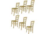 T M C S Tommychairs - Set Di 6 Sedie Cuore Per Cucina E Sala Da Pranzo, Struttura Robusta In Legno Di Faggio Lucidato, Non Trattato E 100% Naturale, Seduta In Vera Paglia