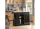 Sobuy Isola Da Cucina Su Rotelle Carrello Di Servizio Con Rotelle Carrello Da Cucina Con Piano Di Lavoro Estraibile Carrello Con Cassetti 115X92X(46-71)Cm FKW71-SCH