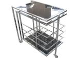 Casa Padrino Carrello Di Servizio Argento / Nero 77 X 42 X H. 78,5 Cm - Carrello In Acciaio Inox Con Vetri Colorati - Accessori