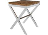 Tavolino Casa Padrino Marrone / Argento 45 X 45 X H. 60 Cm - Tavolino Con Superficie Rustica E Piano Aggiuntivo In Vetro