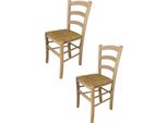 T M C S Tommychairs - Set Di 2 Sedie Venezia Per Cucina E Sala Da Pranzo, Struttura Robusta In Legno Di Faggio Lucidato, Non Trattato E Naturale Al 100%, Seduta In Vera Paglia