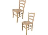T M C S Tommychairs - Set Di 2 Sedie Venezia Per Cucina E Sala Da Pranzo, Struttura Robusta In Legno Di Faggio Lucidato, Non Trattato E Naturale Al 100%, Seduta In Legno Lucidato
