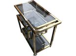 Casa Padrino Carrello Di Servizio Oro / Nero 83 X 42 X H. 78 Cm - Carrello In Acciaio Inox Con Vetri Colorati - Accessori