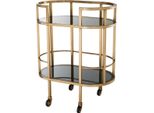 Casa Padrino Carrello Di Servizio Color Ottone / Nero 70 X 43 X H. 81 Cm - Carrello In Acciaio Inox Con Vetri Colorati - Accessori