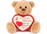 Brubaker Orsetto Di Peluche Con Cuore Rosso Beige - Sei La Cosa Migliore Che Abbia Mai ... - 35 Cm - Orsacchiotto Di Peluche Con Cuore - Marrone Chiaro